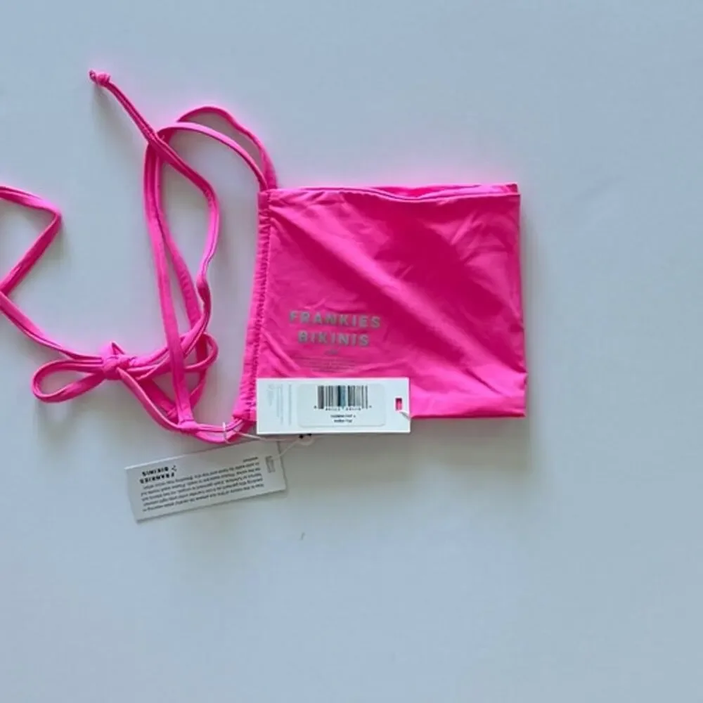 Frankies Bikinis Kailyn String Bandeau Bikini Top - Pink Punch - Large